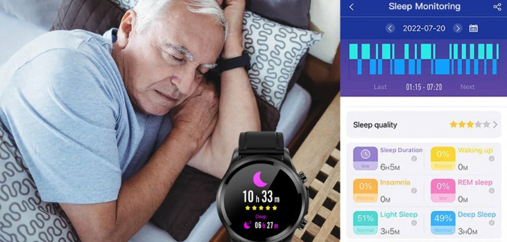 Dotmalls Smartwatch monitors elderly guy's health while he's asleep